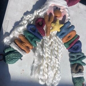 Vintage Festive Happy Holidays Santa Wall Hanging